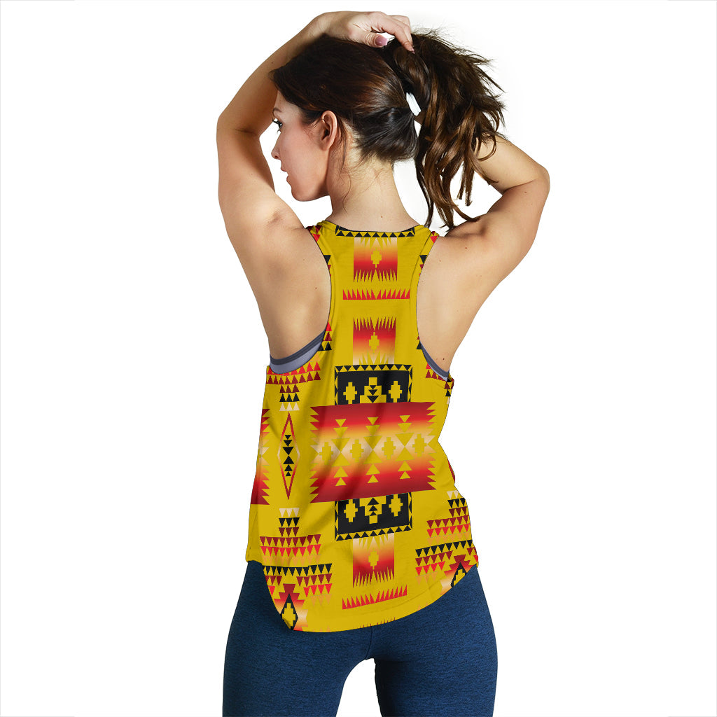 Yellow Tribes Pattern Native American Women Racerback Tank LT10 - Wonder Print Shop