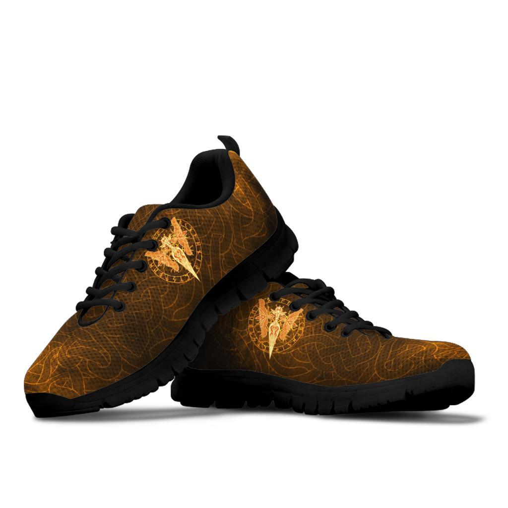 Viking Sneakers Gold Spear Of The God Odin - Gungnir and Two Gold Ravens RLT12 - Wonder Print Shop
