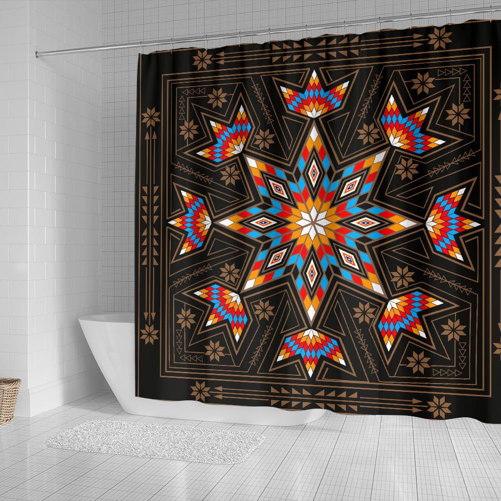 black-geometric-native-american-shower-curtain
