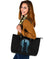 Viking Large Leather Tote Bag, Fenrir Viking Wolf and Moon RLT12 - Wonder Print Shop
