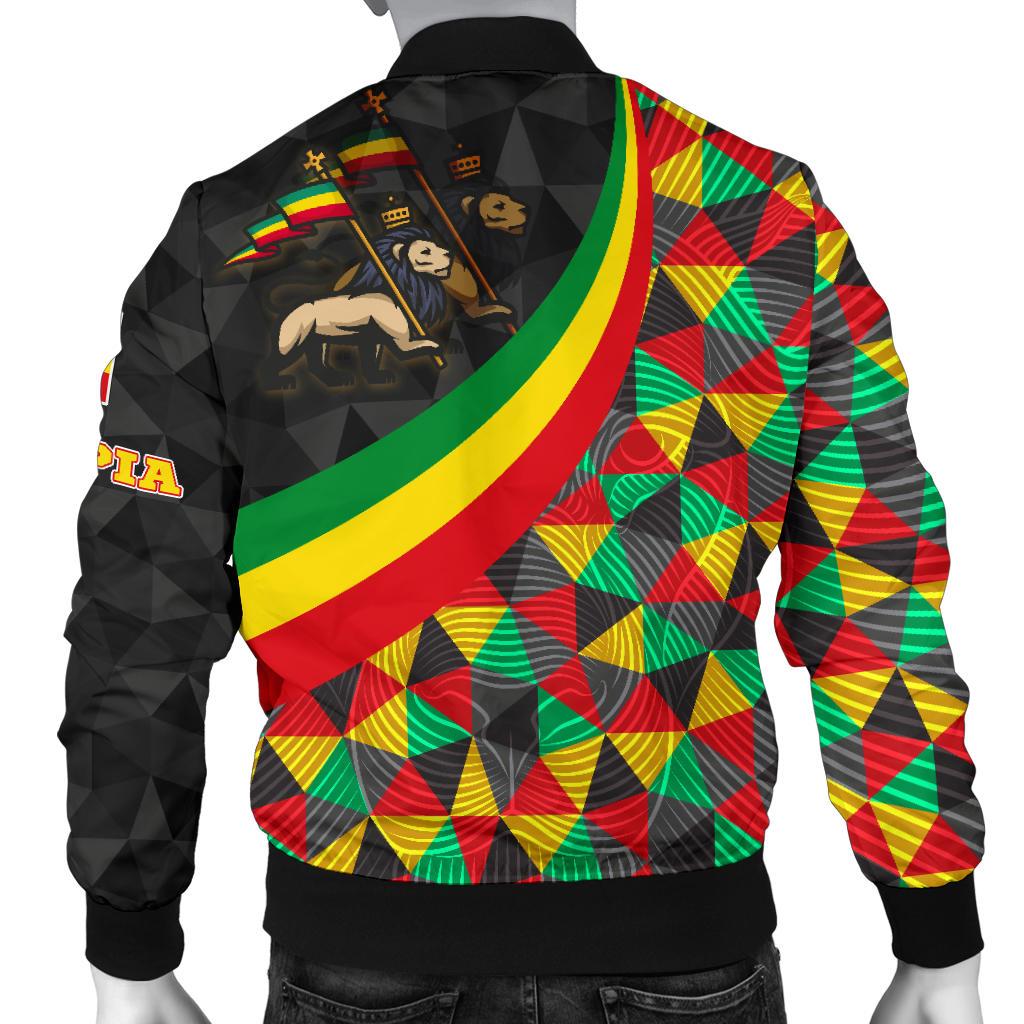 Ethiopia Men's Bomber Jacket - Ethiopia Rasta Lion - Wonder Print Shop