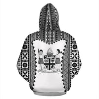 Fiji Tapa Zip Up Hoodie Fiji Coat Of Arms Coconut Tree - Wonder Print Shop