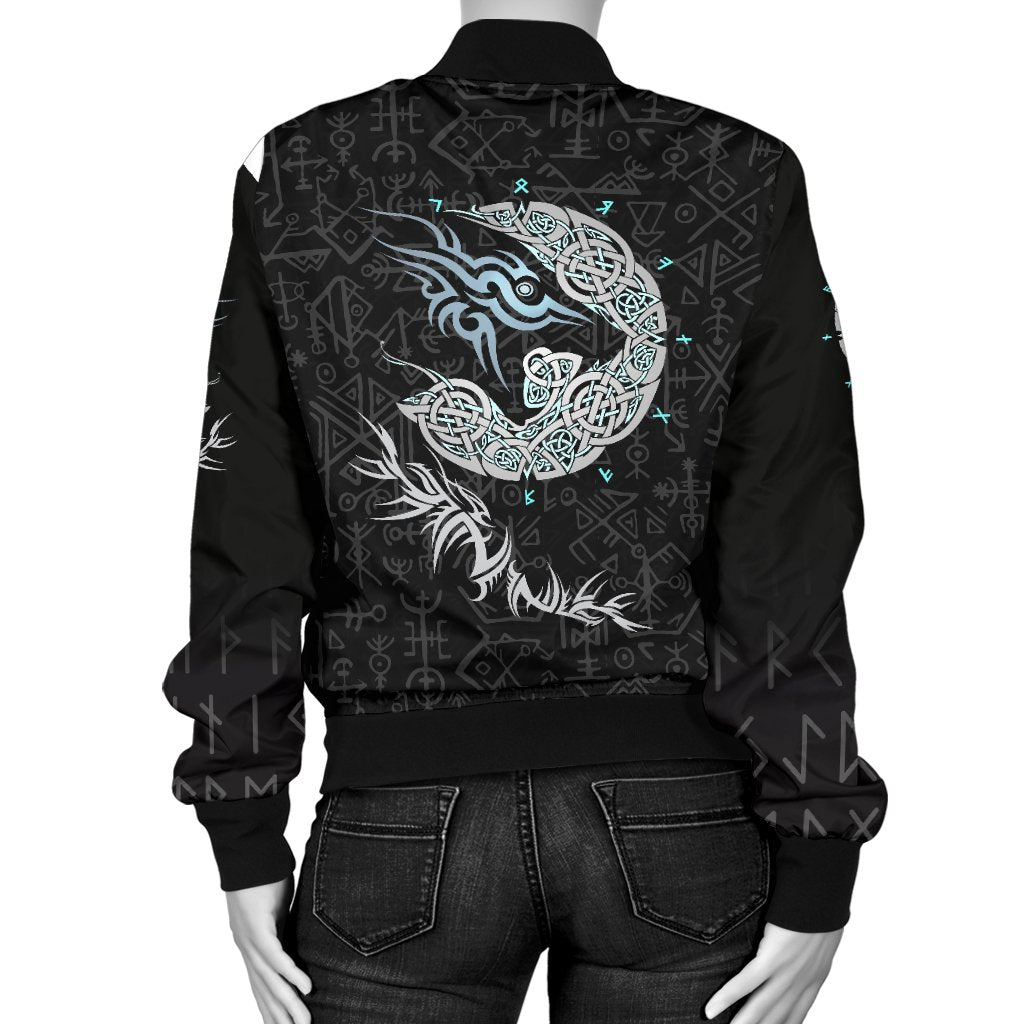 Viking Fenrir Wolf Women's Bomber Jacket RLT12 - Wonder Print Shop