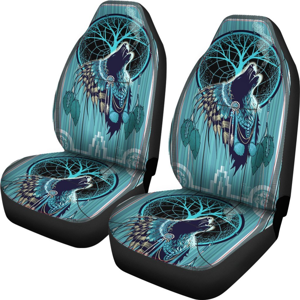 Native American Indian Wolf 3D Car Seat Covers LT10 - Wonder Print Shop