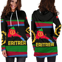 Eritrea Hoodie Dress, Eritrea Flag Round Pattern Women Black - Wonder Print Shop