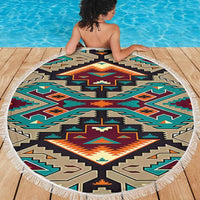 Tribe Blue Pattern Native American Pride Beach Blanket LT10 - Wonder Print Shop