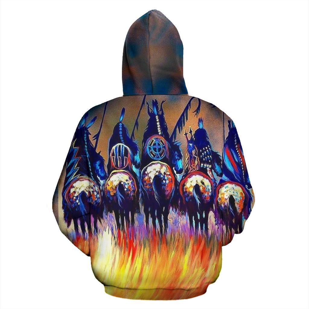 Five Warriors Native American All Over Hoodie LT10 - Wonder Print Shop