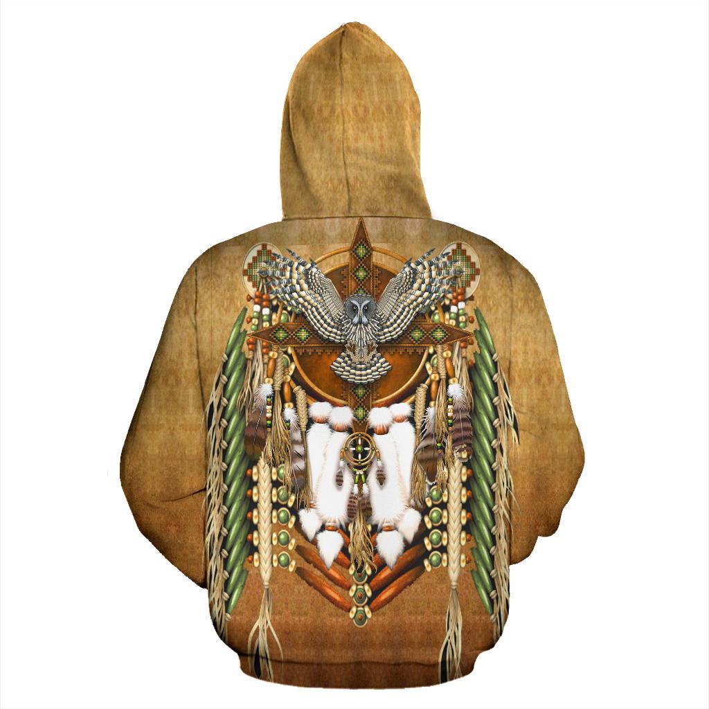 Snow Owl Dreamcatcher Breastplate Native American All Over Hoodie LT10 - Wonder Print Shop