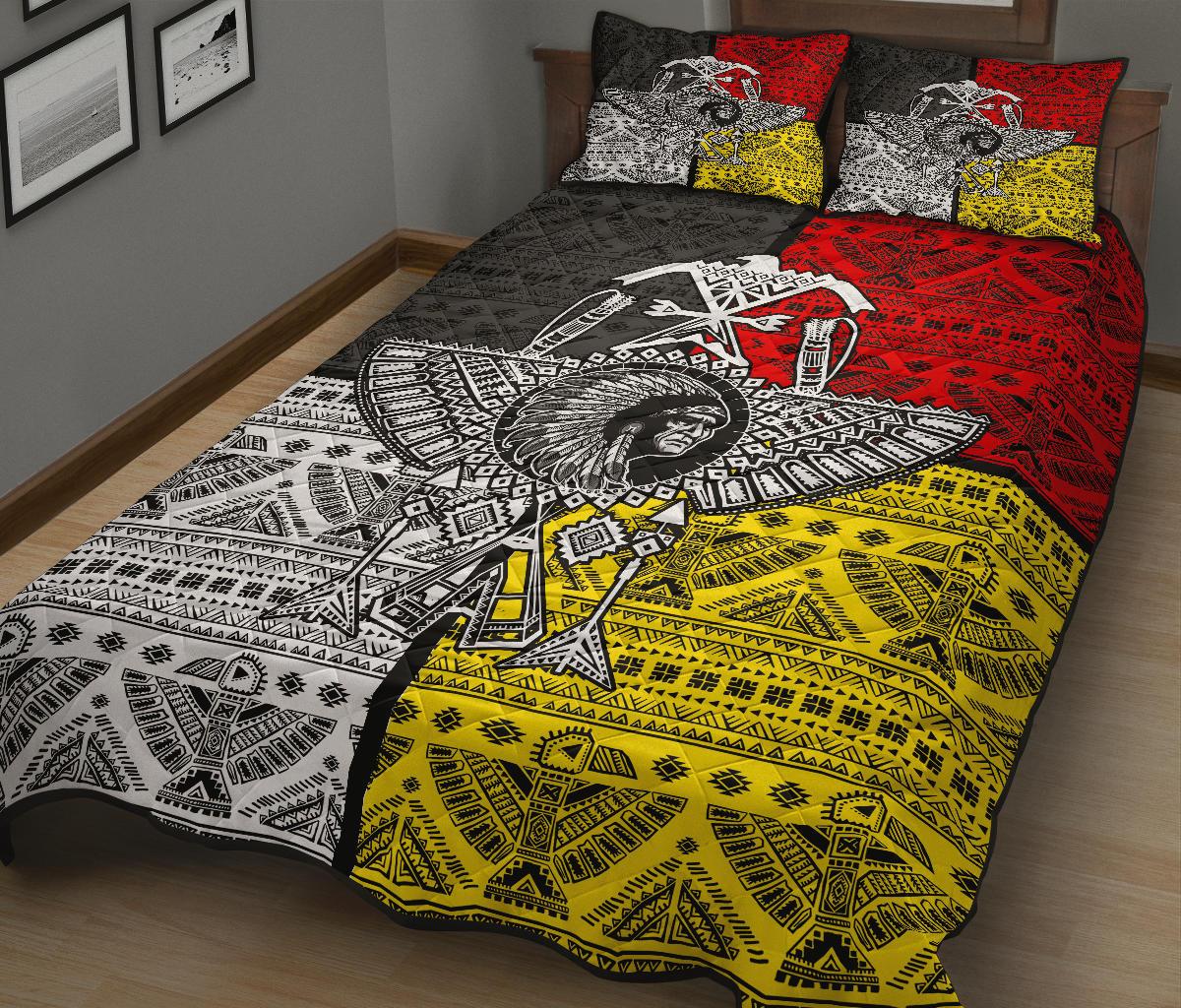 Tribe Chief Thunderbird Pattern Native American Quilt Bed Set LT10 - Wonder Print Shop