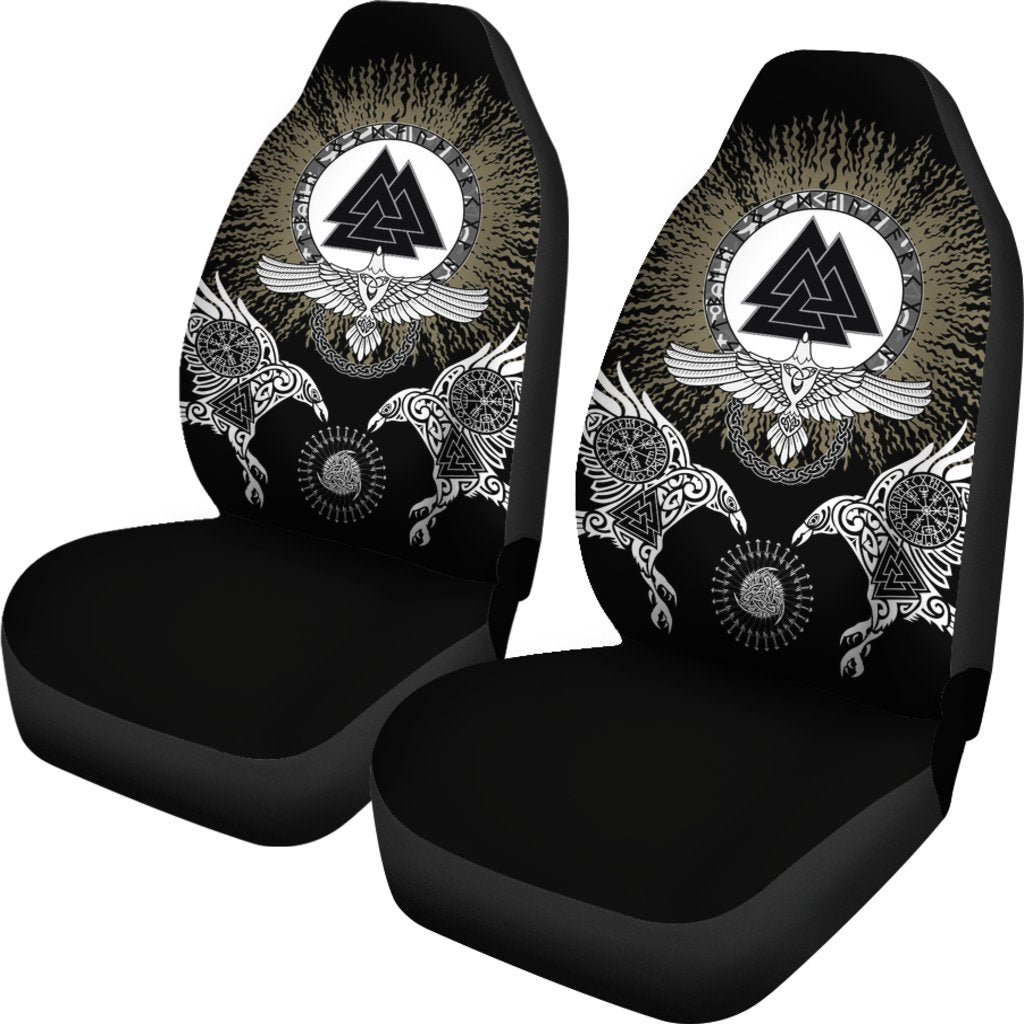 Viking Car Seat Covers Raven, Valknut and Vegvisir RLT12 - Wonder Print Shop