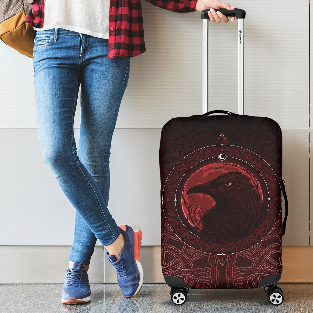 Viking Luggage Cover, Ethnic Odin Raven Red RLT12 - Wonder Print Shop