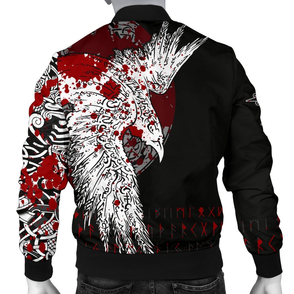 Custom Viking Men's Bomber Jacket - Mystical Raven Tattoo Blood RLT12 - Wonder Print Shop