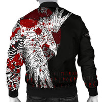 Custom Viking Men's Bomber Jacket - Mystical Raven Tattoo Blood RLT12 - Wonder Print Shop
