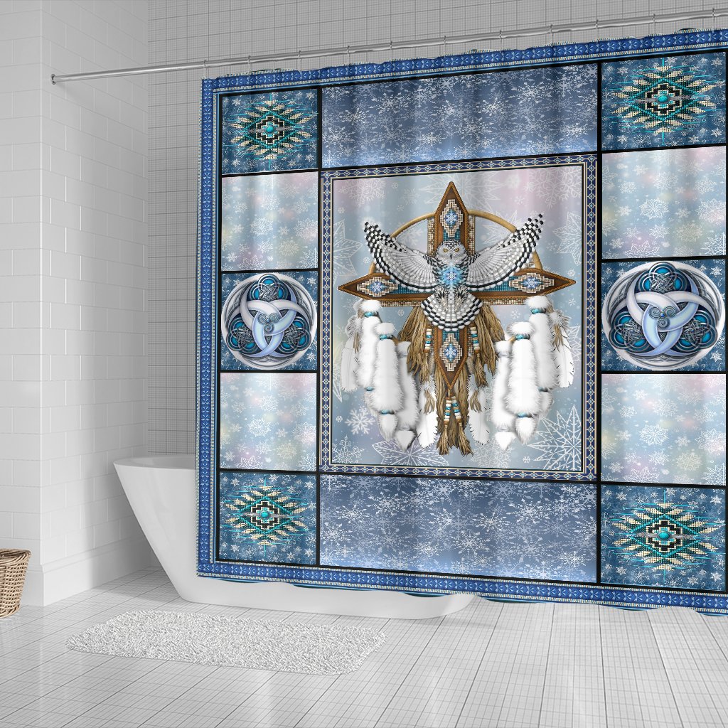 snowy-owl-dreamcatcher-native-american-shower-curtain