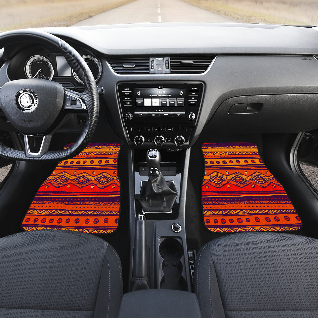 Native American Pattern Color Orange Front and Back Car Mats Set Of 4 LT10 - Wonder Print Shop