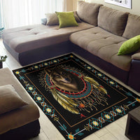 Wolf Warrior Dreamcatcher Native American Area Rug LT10 - Wonder Print Shop