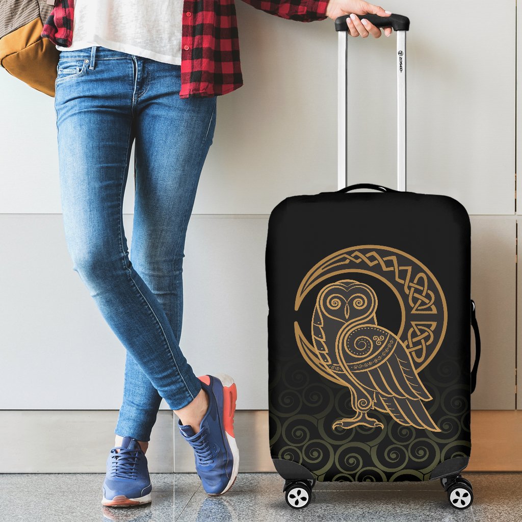 Viking Luggage Covers Owl Celtic On Triskels Background RLT12 - Wonder Print Shop
