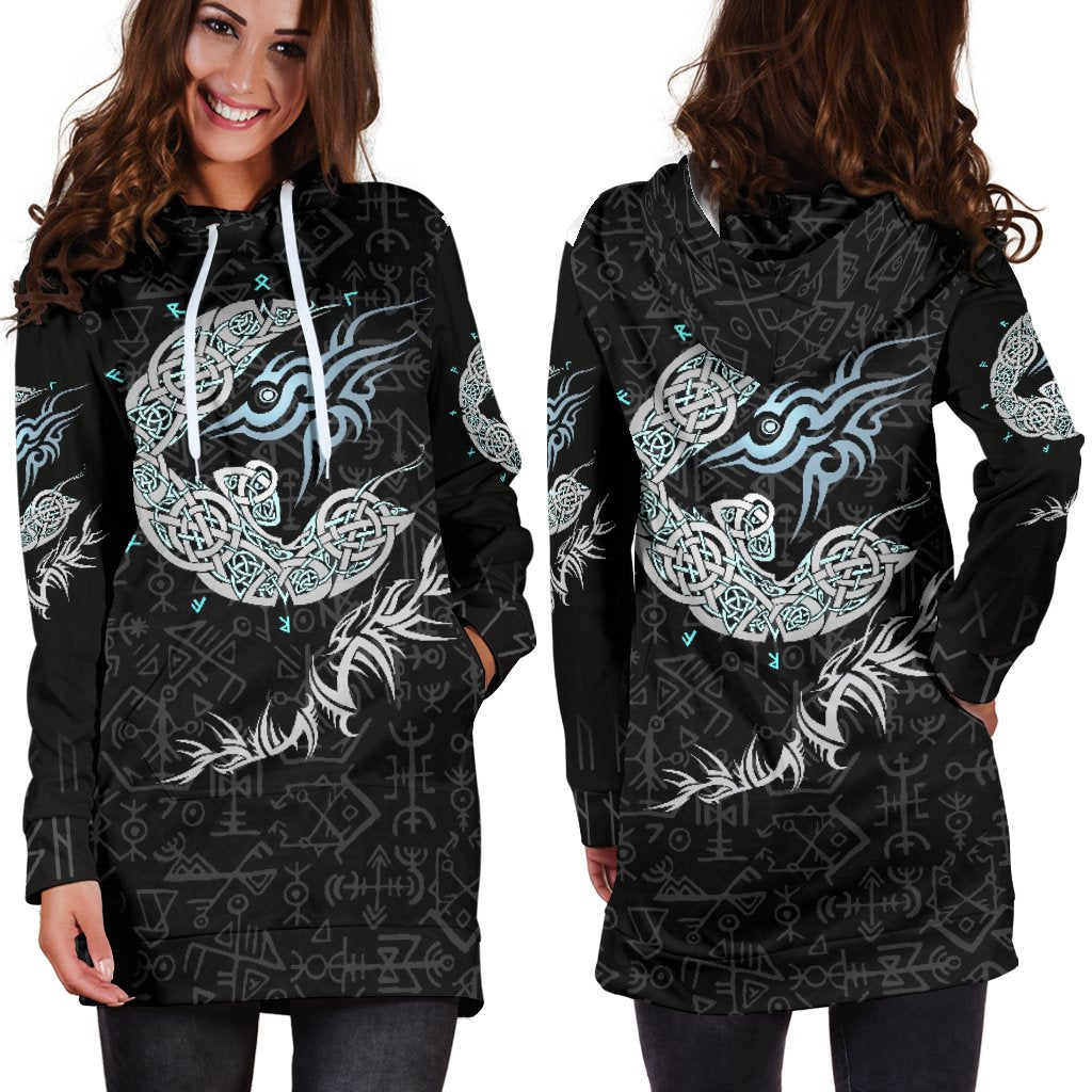 Viking Fenrir Wolf Women's Hoodie Dress RLT12 - Wonder Print Shop