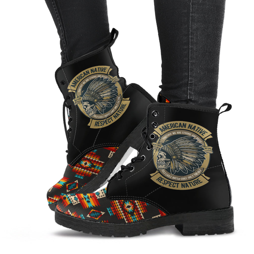 skull-black-pattern-native-american-leather-boots