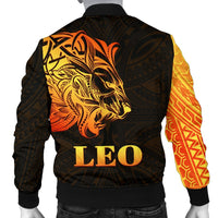 Sun In Leo Zodiac Men Bomber Jacket Polynesian Tattoo Simple - Orange Black - Wonder Print Shop