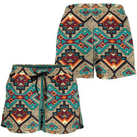 native-american-tribe-blue-pattern-all-over-print-women-shorts
