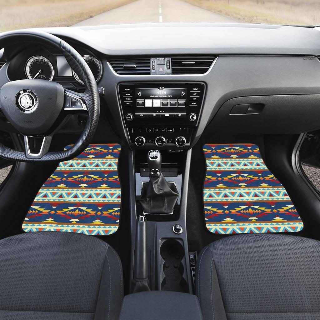 Blue Pattern Native American Front Car Mats (Set Of 2) LT10 - Wonder Print Shop