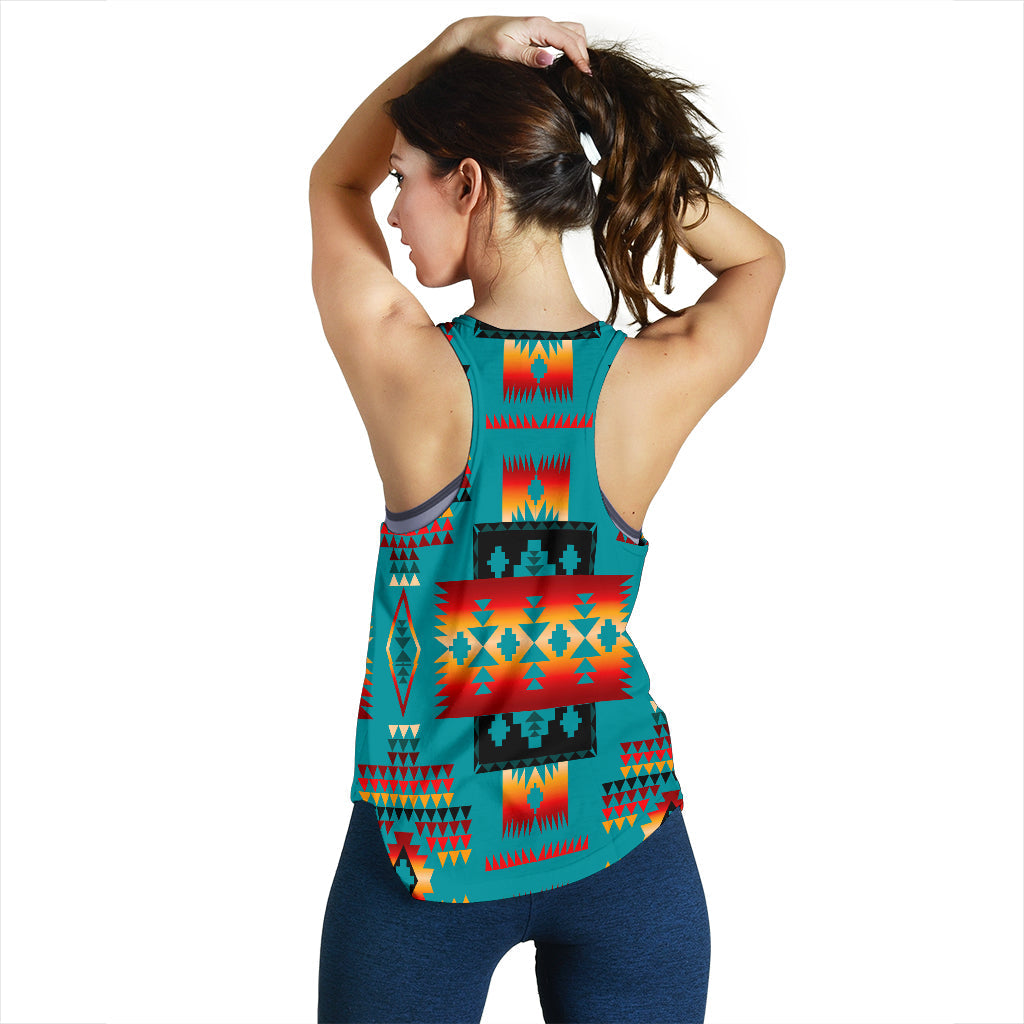 Blue Native Tribes Pattern Native American Women Racerback Tank LT10 - Wonder Print Shop