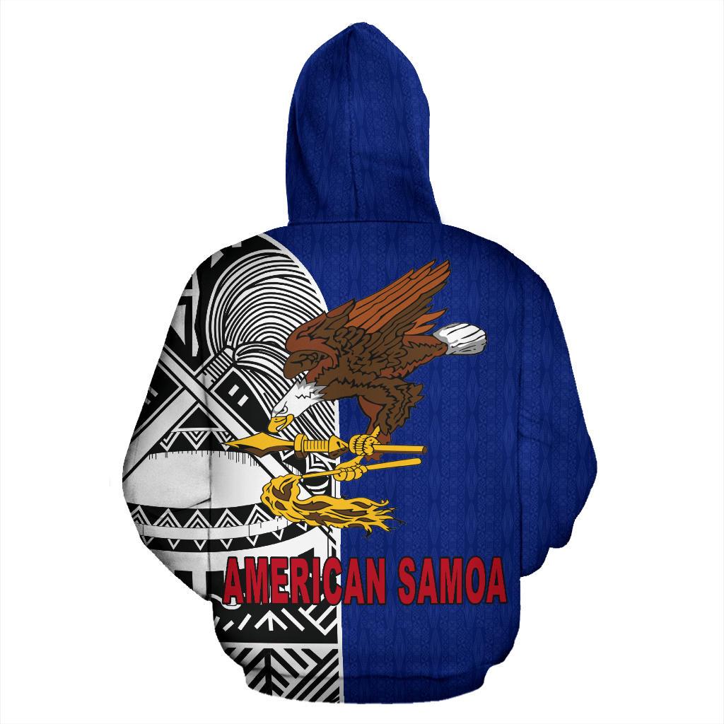 American Samoa All Over Zip Up Hoodie Polynesian Shoulder Style - Wonder Print Shop