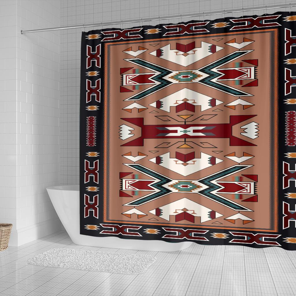 orange-geometric-native-american-shower-curtain