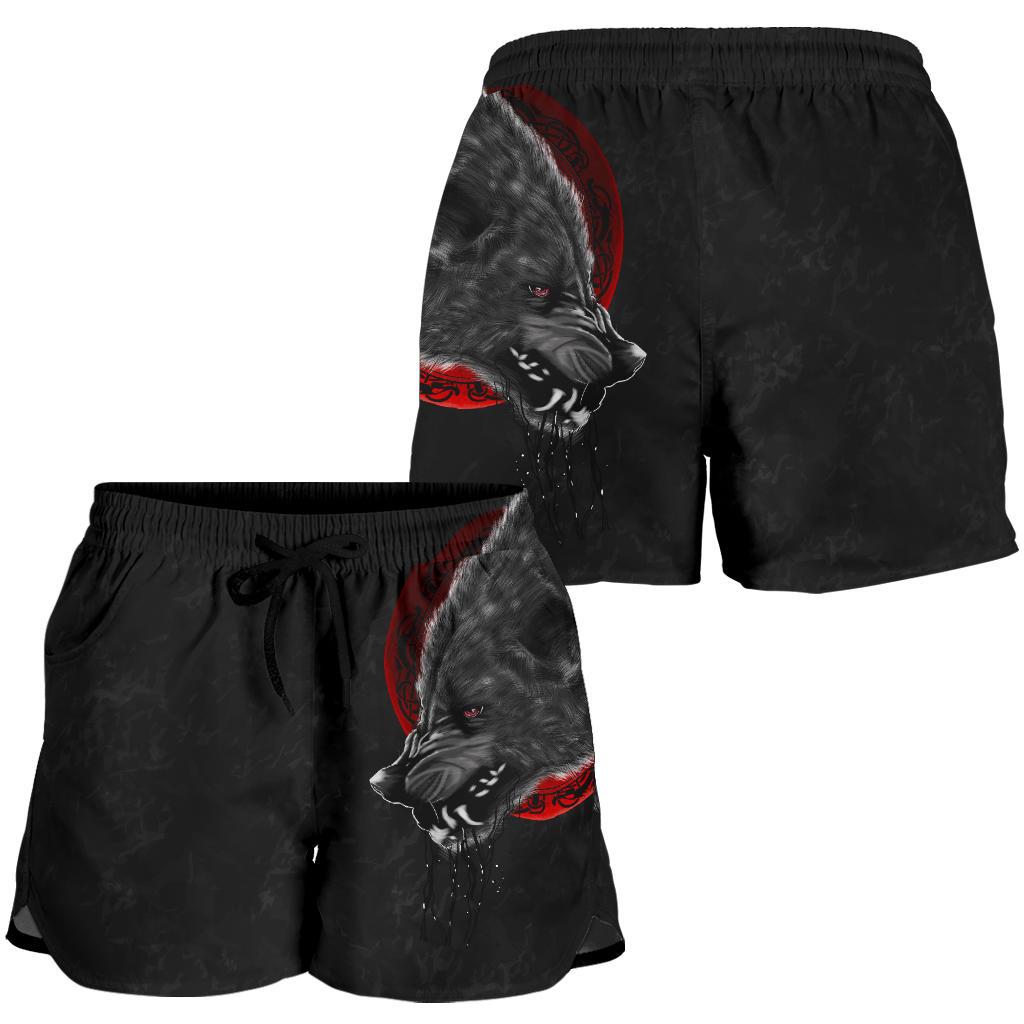viking-womens-shorts-wolf-and-blood-moon