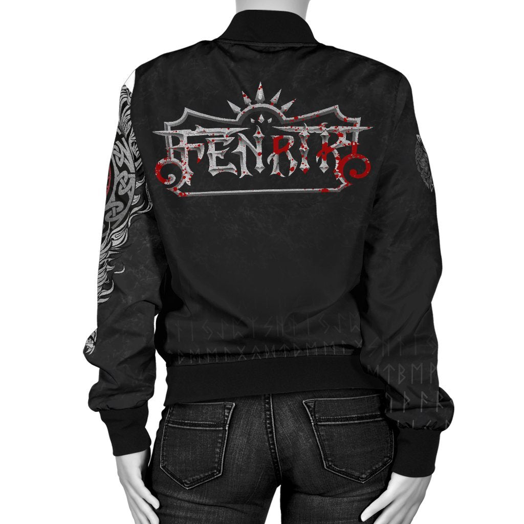 Viking Women's Bomber Jacket, Fenrir Blood RLT12 - Wonder Print Shop