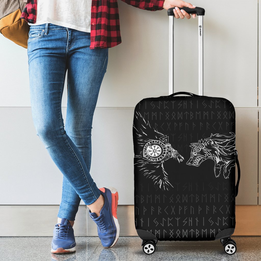 Viking Luggage Covers - Raven and Wolf Special Tattoo RLT12 - Wonder Print Shop