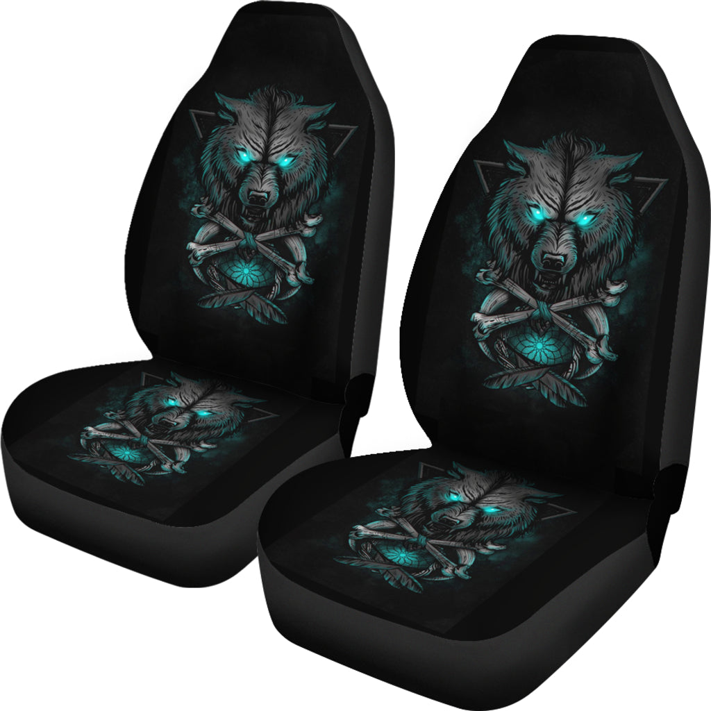 Wolf With Blue Eyes Car Seat Covers LT10 - Wonder Print Shop