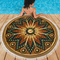 Naumaddic Arts Brown Stone Native American Design Beach Towel LT10 - Wonder Print Shop