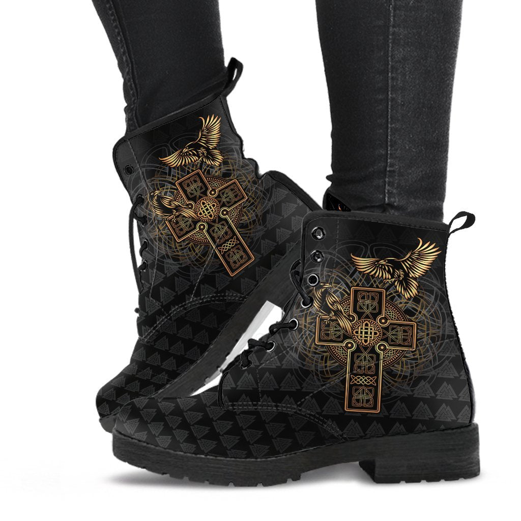 viking-leather-boots-odins-celtic-raven-tattoo