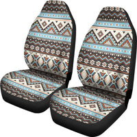 Colorful tribal striped seamless car seat covers with headrest panels and seat cushion