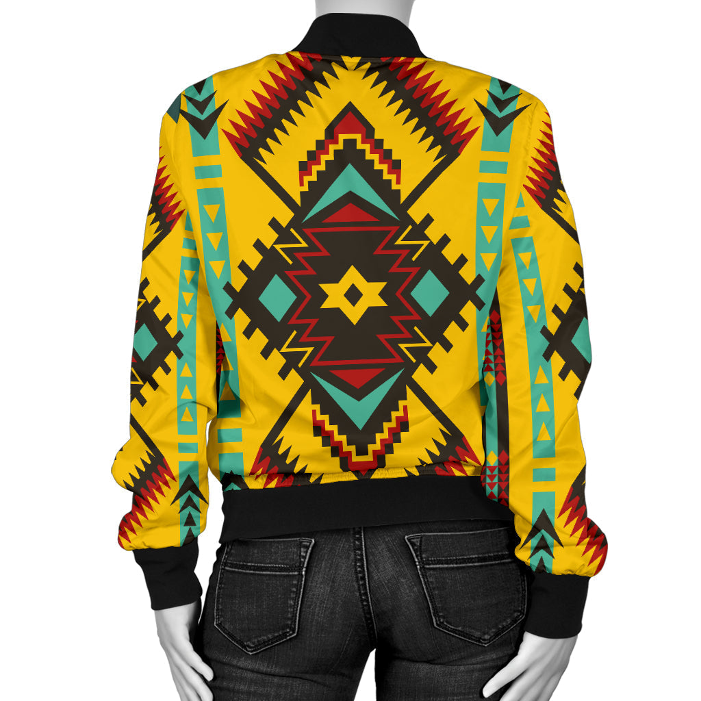 Abstract Geometric Ornament Women's Bomber Jacket LT10 - Wonder Print Shop