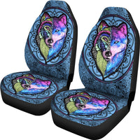 2 Faces Wolves Native American Pride Car Seat Covers LT10 - Wonder Print Shop