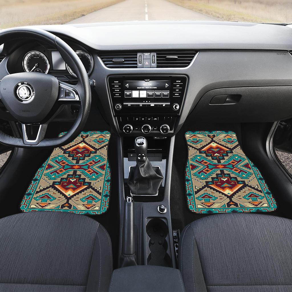 Tribe Blue Pattern Native American Front Car Mats (Set Of 2) LT10 - Wonder Print Shop