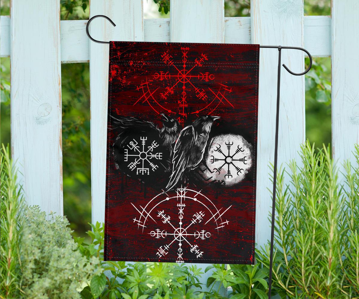 Viking Garden Flag Raven Of Odin and Symbol Viking On Blood Background RLT12 - Wonder Print Shop