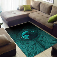 Viking Area Rug, Ethnic Odin Raven Cyan RLT12 - Wonder Print Shop
