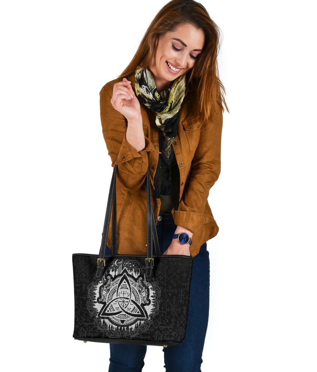 Viking Small Leather Tote - Dragon Celtic RLT12 - Wonder Print Shop