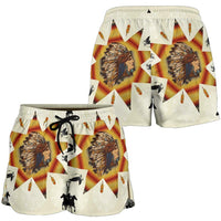 native-american-tribe-chief-and-warriors-all-over-print-women-shorts