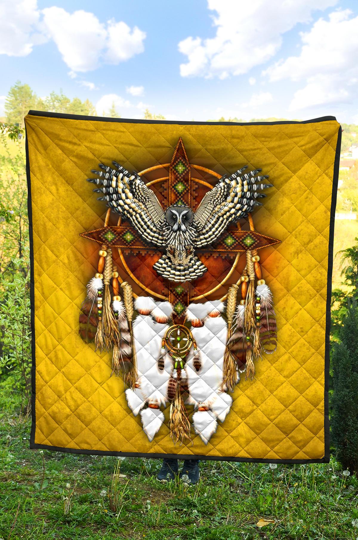 Owl Yellow Native American Premium Quilt LT10 - Wonder Print Shop