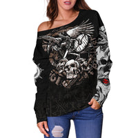 Viking Warrior Tattoo Odin Women's Off Shoulder Sweater RLT12 - Wonder Print Shop