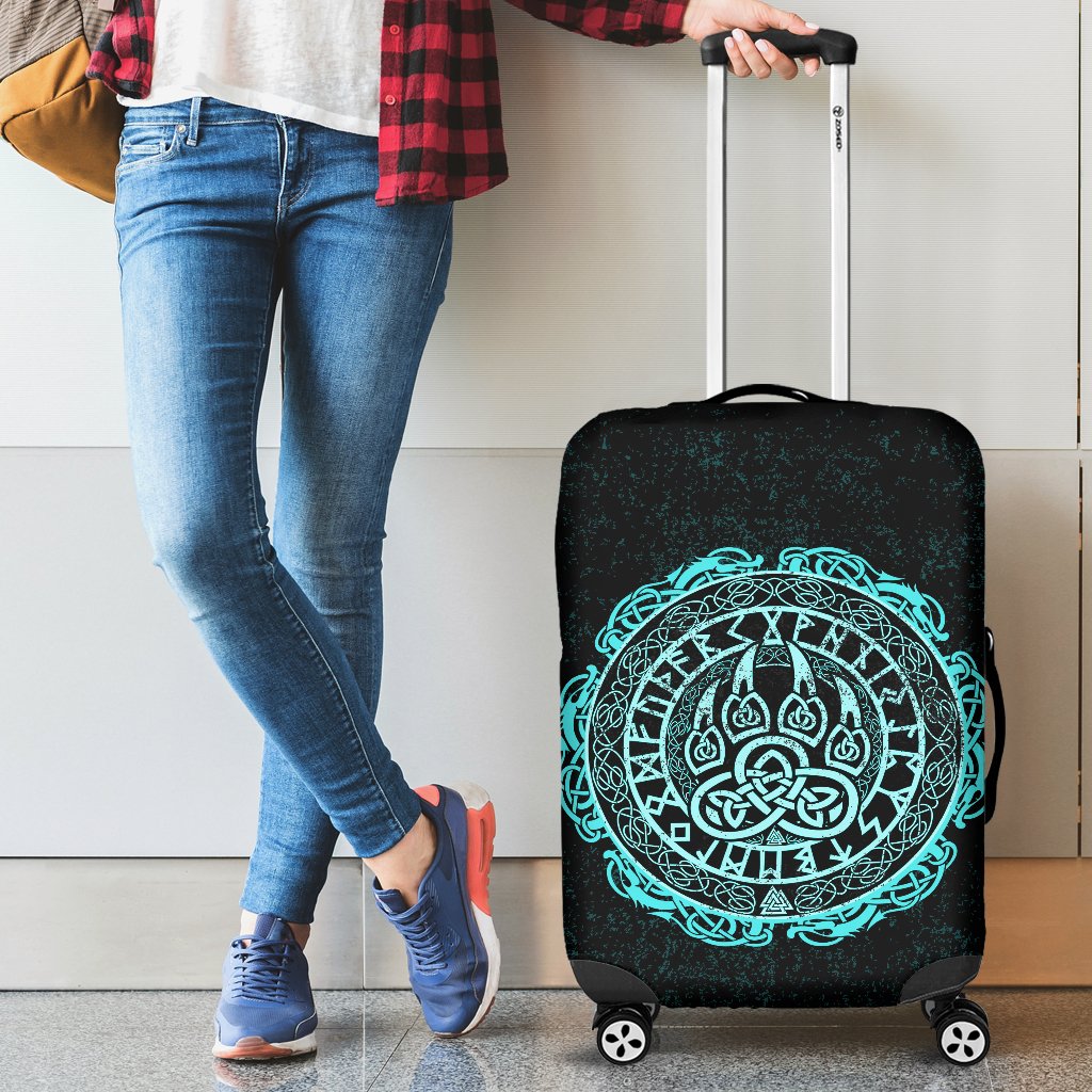 Viking Luggage Covers - Viking Bear Claws Cyan Tattoo RLT12 - Wonder Print Shop