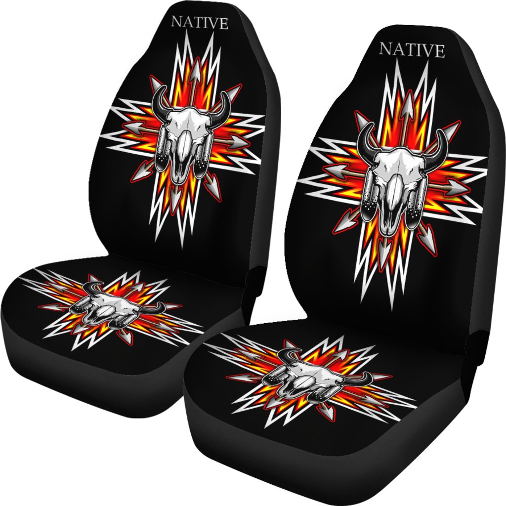 Native Bison Skull Native American Car Seat Covers LT10 - Wonder Print Shop