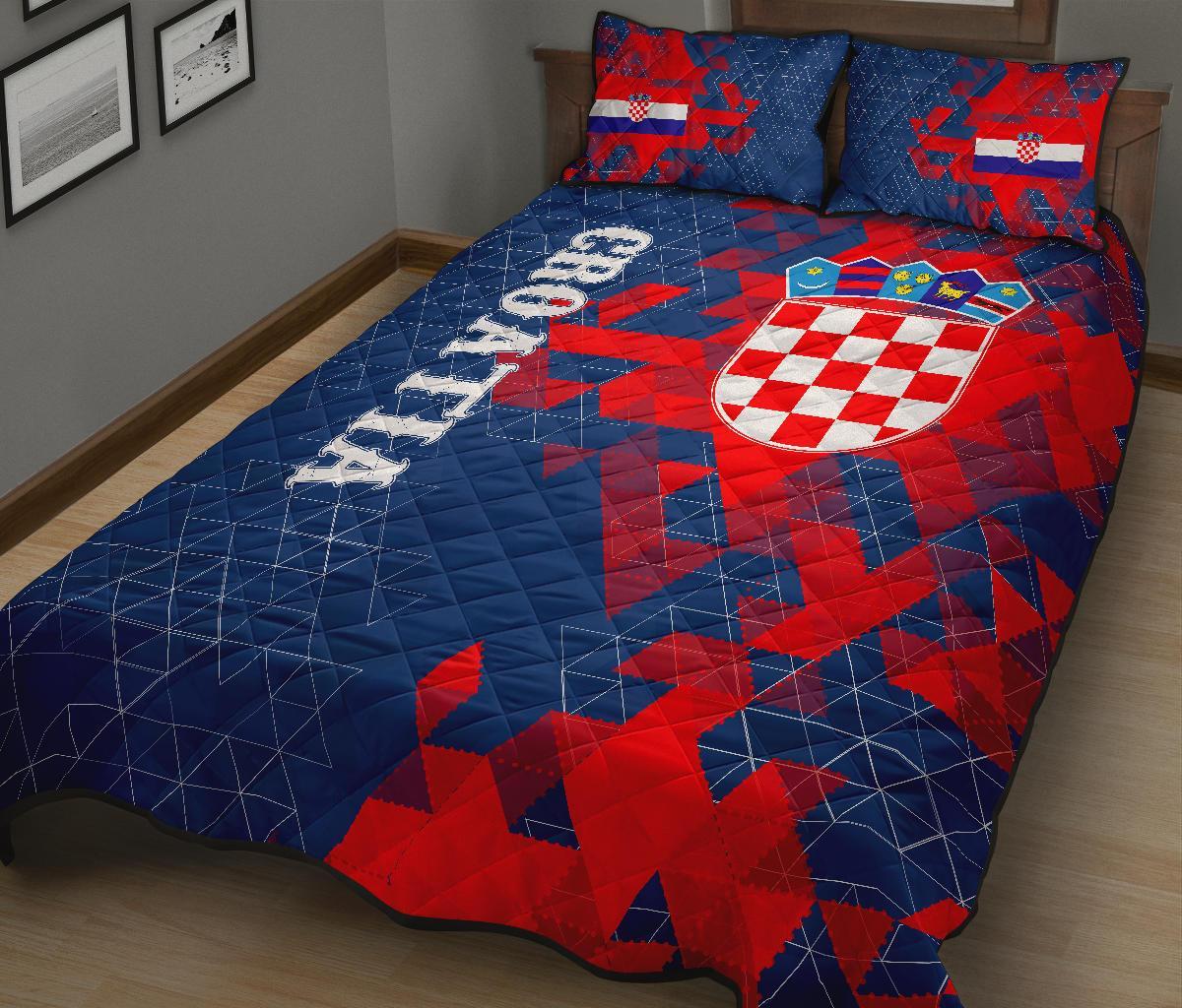 Croatia Quilt Bed Set - National Flag Polygon Style - Wonder Print Shop
