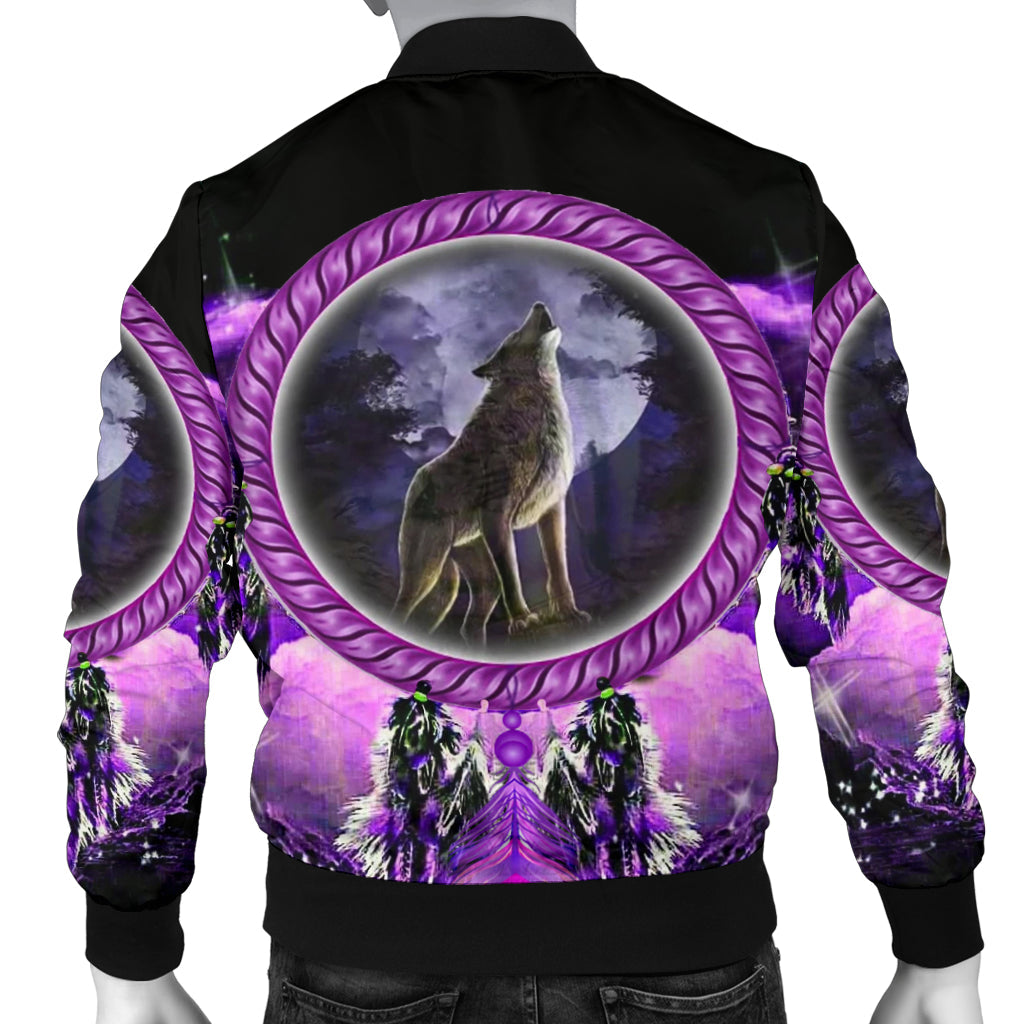 Howling Wolf Dream Men's Bomber Jacket LT10 - Wonder Print Shop