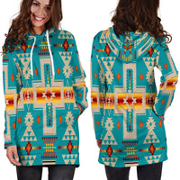 Turquoise Tribe Design Native American Hoodie Dress LT10 - Wonder Print Shop